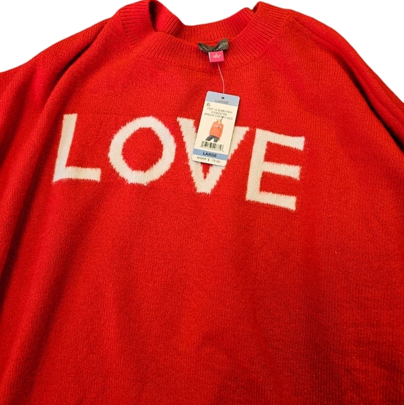 Vince Camuto Bright Cherry Red LOVE Graphic Pullover Womens Sweater NEW - Picture 4 of 7
